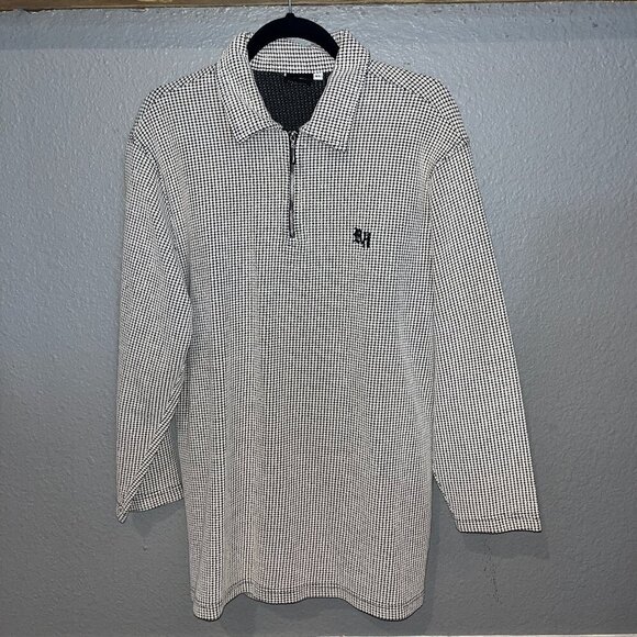 Vintage ROLLIN HARD Long-Sleeve 1/4 Zip Pullover Shirt Mens XL Cream Waffle Knit